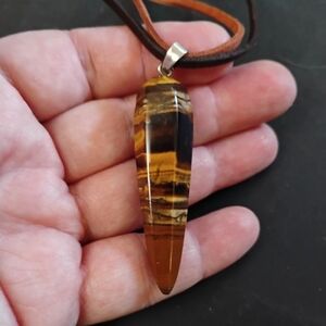 Gorgeous Tiger Eye Pendant On Leather Cords